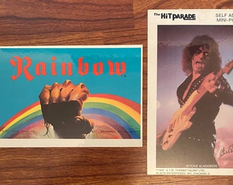 Vintage 1982 Rainbow & Ritchie Blackmore Dio Hit Parade Stickers - Unused Stock