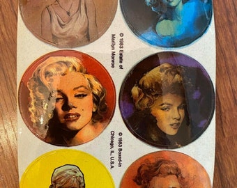 Vintage Marilyn Monroe Sheet of 6 Stickers - Boxed-In 1983
