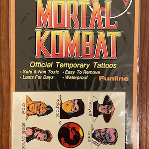 Mortal Kombat Official Temporary Tattoos - Funline 1992 - Unused Store Stock