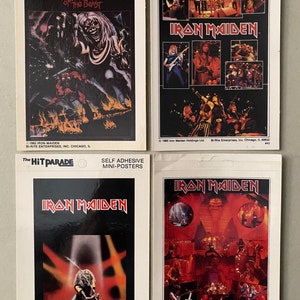 4 Vintage Iron Maiden Hit Parade Mini-Poster Stickers - Unused Stock