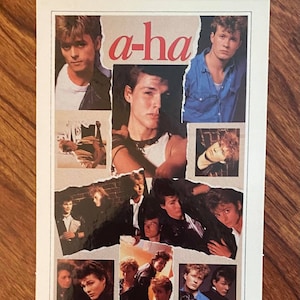 Vintage 1986 A-Ha Hit Parade Mini-Poster Sticker - Unused Store Stock