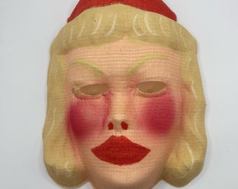 Vintage & Unused 1940s Gauze Woman Halloween Costume Mask
