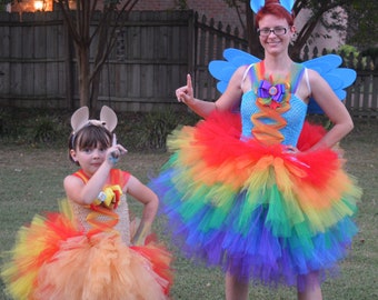 Rainbow Dash Deluxe Tutu Costume For Kids - Official My Little Pony Dress With Glitter Skirt & Headband
