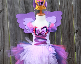 My Little Pony Twilight Sparkle Inspired Girls/Child Costume with Wing Set, Ears, Crown, and Horn