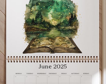 Book Forest Wall Calendar: Book Lover Gift, Bookish calendar, 12 month calendar, Hanging Wall Calendar