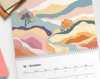 Boho Wall Calendar: Watercolor Art, 12 month calendar, Hanging Wall Calendar