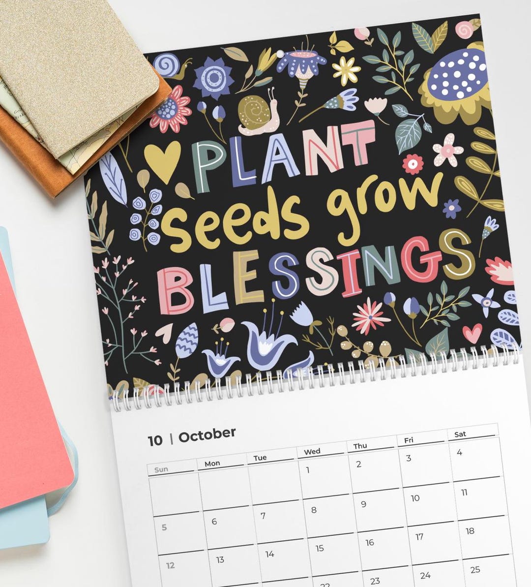 Wildflower Wall Calendar: Floral Calendar Watercolor Art, 12 Month ...