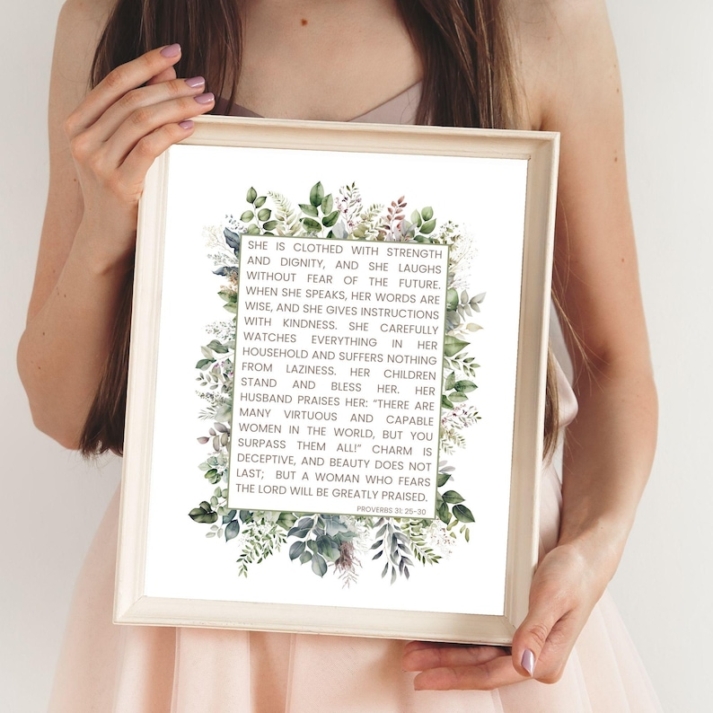 Proverb Frame Proverbs 31 Woman | Printable Wall Art | Wall Hanging |christian Home ...