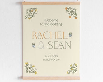 Cute Floral Wedding Welcome Sign, Wedding Sign Template, Hand Drawn Flowers, Storybook Wedding, Whimsical Wedding | FLORAL FAIRYTALE