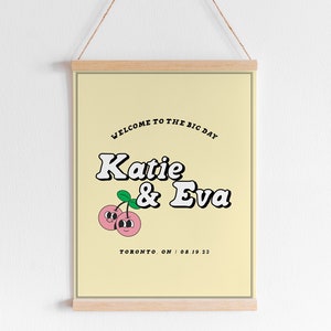 Cute Vintage Welcome Sign Wedding, Wedding Sign Template, Hand Drawn Cartoon, Unique, Fun Wedding | CUTE VINTAGE