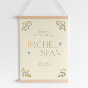 Cute Floral Wedding Welcome Sign, Wedding Sign Template, Hand Drawn Flowers, Storybook Wedding, Whimsical Wedding | FLORAL FAIRYTALE