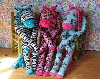 Sock Horses: Zebra, Paisley, and Leopard Print