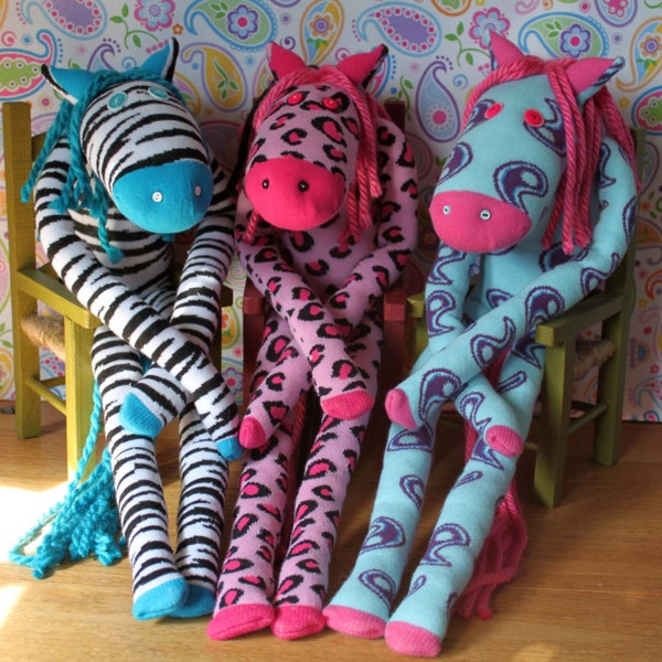 Sock Horses: Zebra, Paisley, and Leopard Print