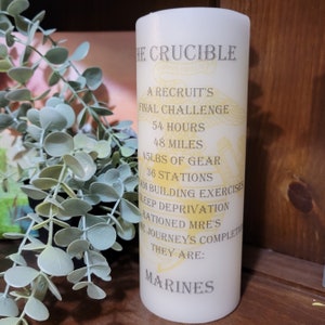CRUCIBLE CANDLE Now w/ Dancing Flame! Image of EGA and flag for United States Marine Corps @ Parris island & San Diego crucible.