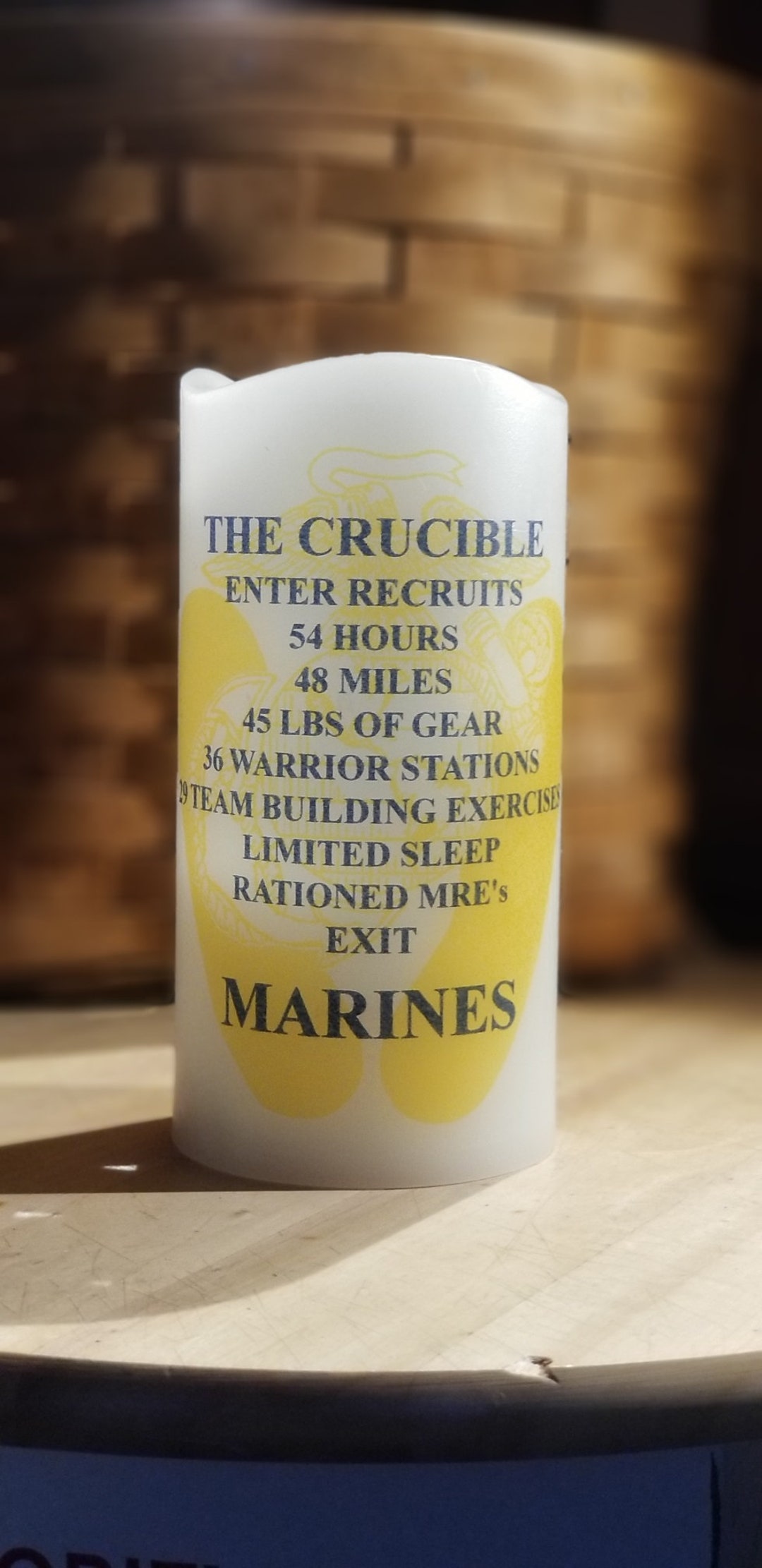 United States Marine Corps Crucible & Graduation Candle W/ Yellow Boot