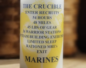 United States Marine Corps Crucible & Graduation Candle w/ Yellow boot prints and EGA  Have it Personalized Parris Island / San Diego