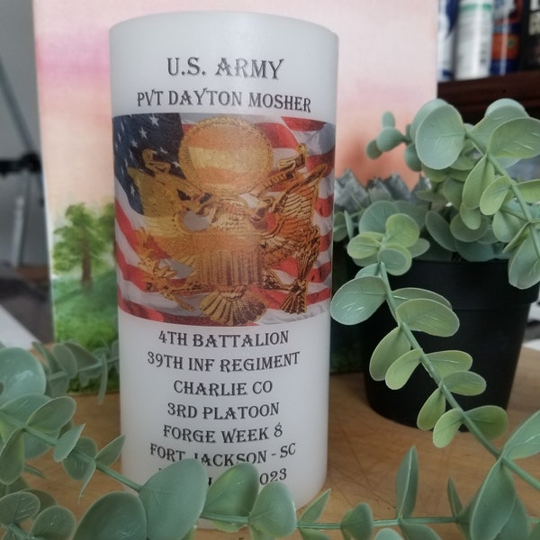 Army Forge customizable Graduation Candle celebrate the journey to becoming a United States Army Soldier