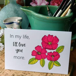 花のグリーティング カード - 結婚記念日 - バレンタインデー - ラブ カード - 花のスクリプト フォント カード