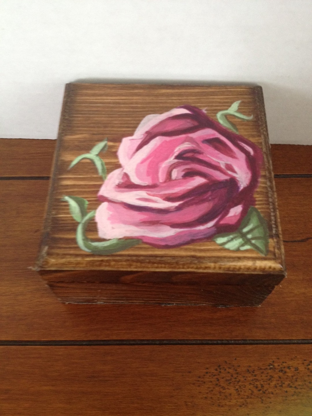 Pink Rose Hand Painted Jewelry Box - Etsy