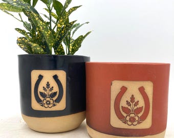 Handmade Ceramic Lucky Horseshoe Houseplant Pot