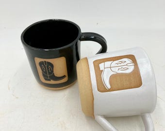 Handmade Wonky Cowboy/Cowgirl Western Boot Ceramic Mug