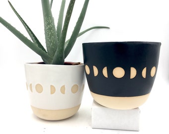 Ceramic Moon Phase Plant Pot, 4 SIZES