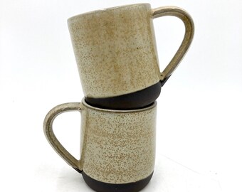 Wheel Thrown Chocolate Clay Ceramic Mug Dipped in Glossy Desert