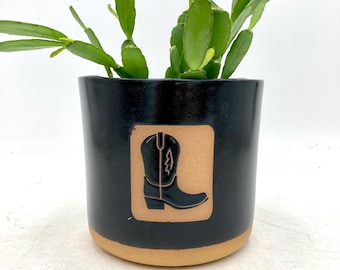 Cowboy/Cowgirl Boot Handmade Ceramic Houseplant Pot