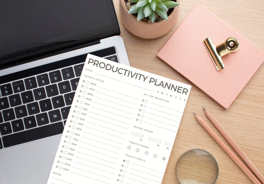 Productivity Planner, Daily Task List, Work Goal Tracker, Hourly Focus ...