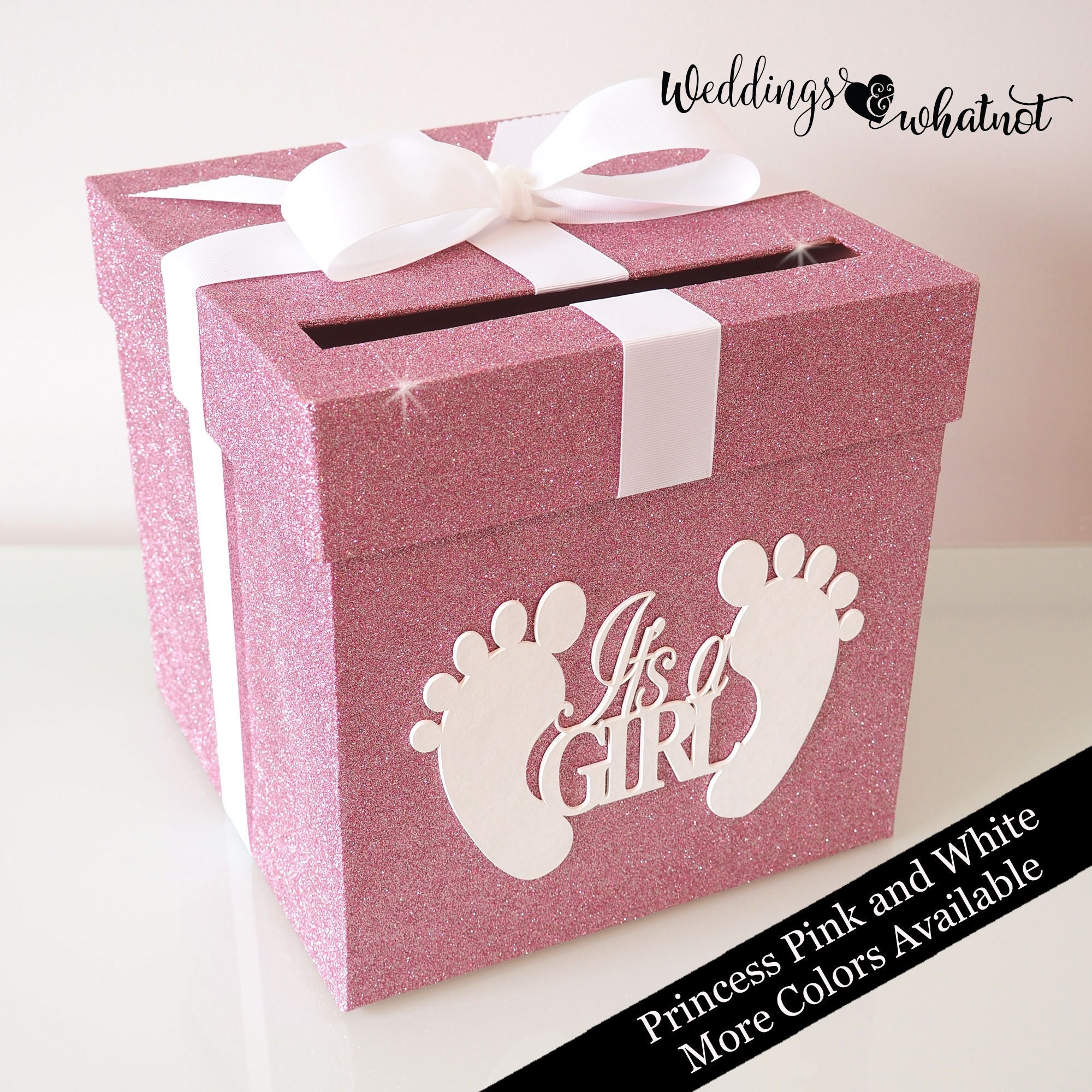 Pink Card Box Baby Shower Card Holder Baby Card Box Glitter Etsy