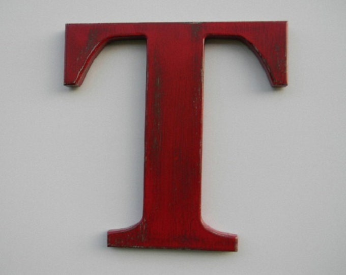 Wooden Letter Rustic Wall Hanging Letter T 12 Painted Etsy