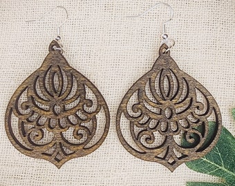 Wooden Bohemian Earrings | Lightweight Earrings | Boho | Cottage Core | Mandala