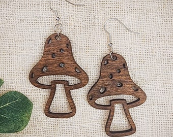 Wooden Mushroom Earrings | Lightweight Earrings | Boho | Cottage Core | Witchy | Nature