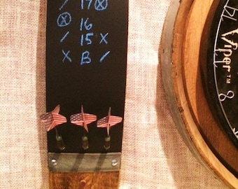 Set of 2 Wine Barrel stave chalkboard dart scorers