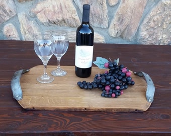Wine Barrel Head Serving Tray or Cutting Board