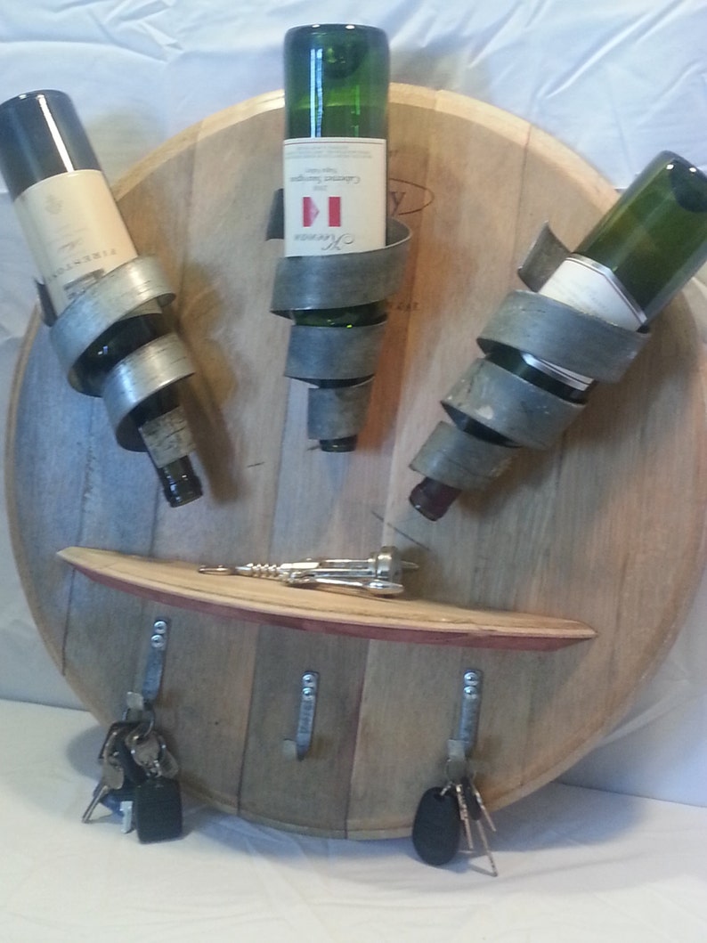 Wine Bottle Display W/ Shelf & Hooks Etsy