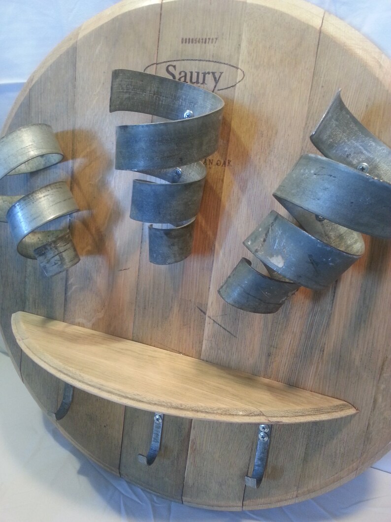 Wine Bottle Display W/ Shelf & Hooks Etsy