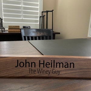 Personalized Desk Name Plate, Laser Engraved Wood Name Plate for Desk, Custom Office Name Sign, Personalized Desk Wedge, Wooden Name Plate