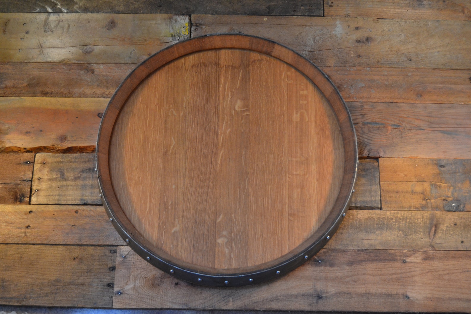 Personalized Reclaimed Wine Barrel Head Lazy Susan Est Date Etsy