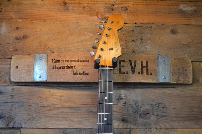 Personalized Wine Stave Guitar Holder Wall Hanger Art Free Rack Bass Ian Stand