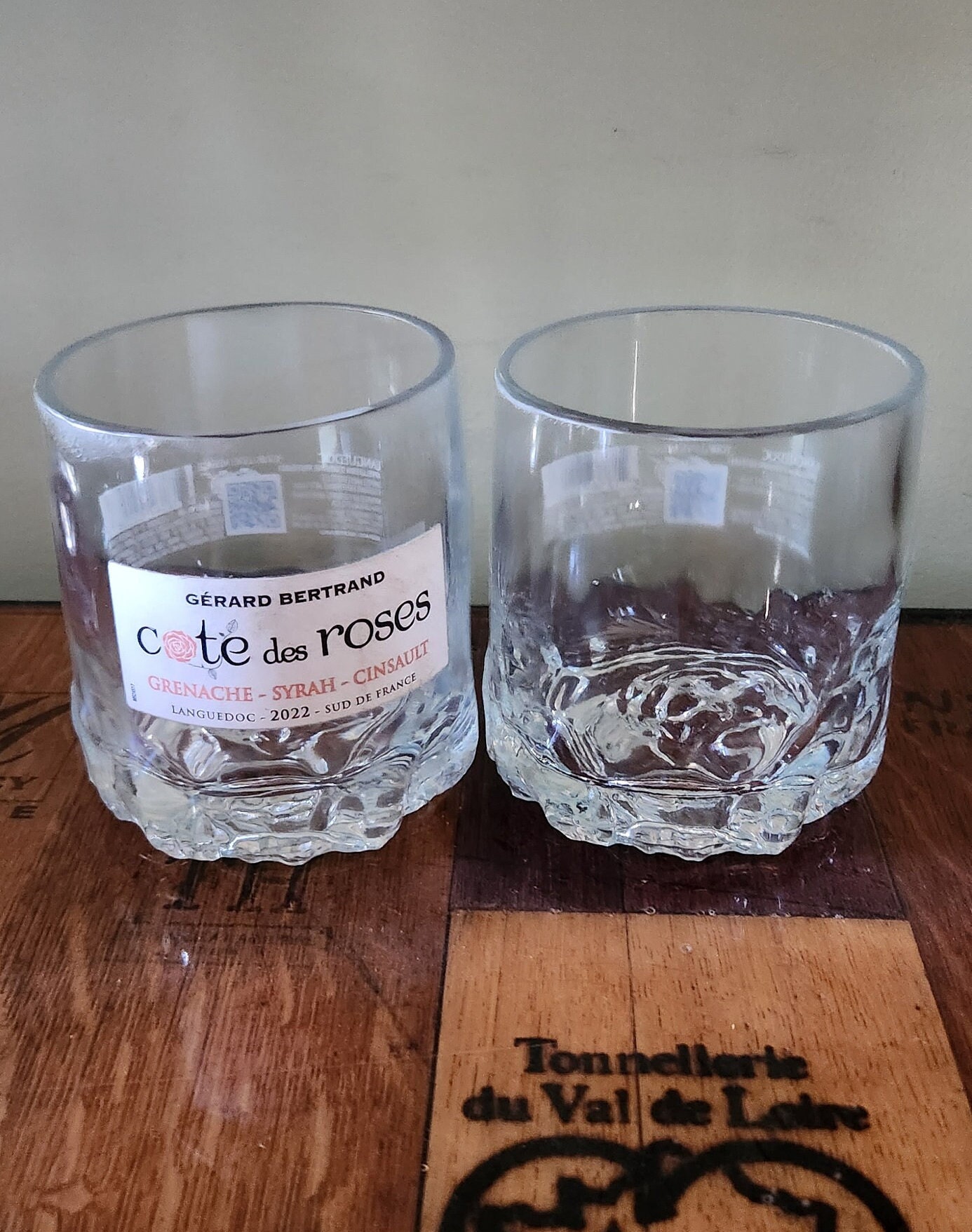 Upcycled Cote Des Roses Wine Glasses, Rose Bottom - Set of 2 - Etsy