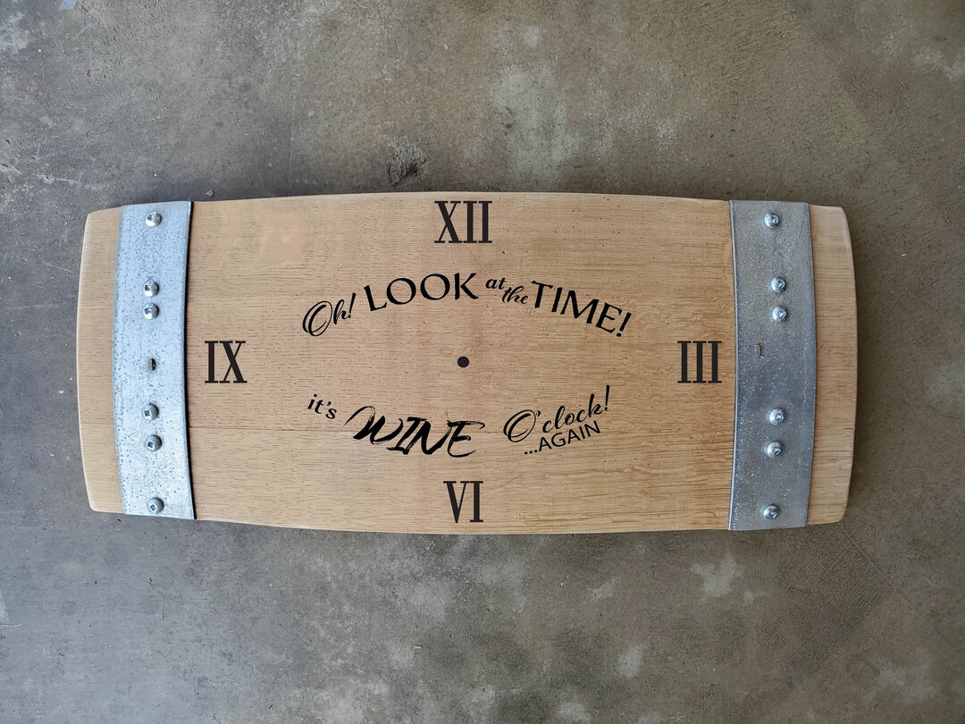 Stave Clock Oh Look at the Time,custom Wine Barrel Stave Clock/laser Engraved ...