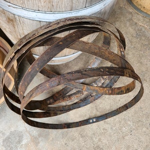 Set of 6 authentic Whisky barrel rings/bands reclaimed from a repurposed whisky barrel. galvanized metal bands Free shipping