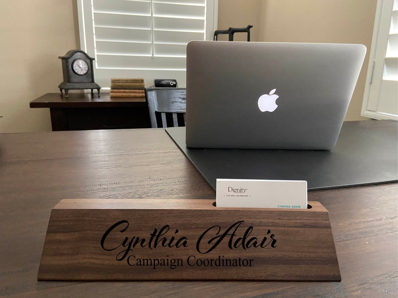 Computer Monitor Nameplate Sign Laser Engraved Walnut Desk Name Plate - Custom Office Sign - Etsy