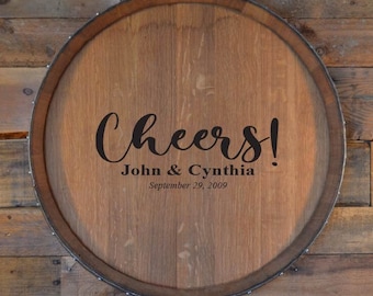 Wedding Guest Book Alternative/Custom Monogram Guest Book/Wine Barrel Head/Weddings/Anniversary/Handmade/Love/Free Shipping
