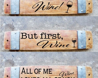 Wine Lovers / Laser Engraved Wine Barrel Stave Signs / Free Shipping