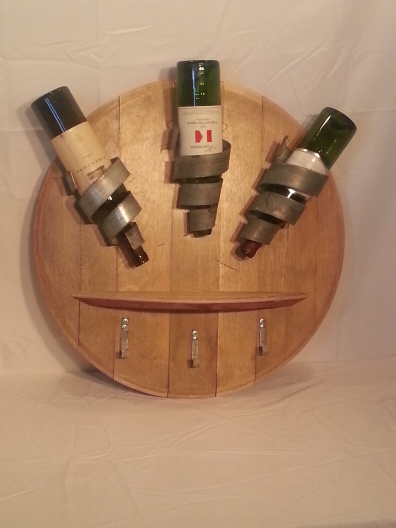 Wine Bottle Display W/ Shelf & Hooks Etsy