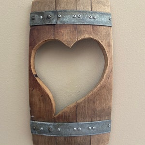 Heart Cutout Wine Barrel Stave Sign/Free Shipping