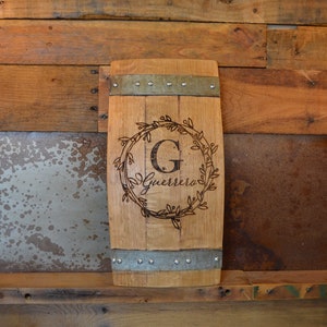 Personalized Family Monogram Wine Barrel Stave Sign/Laser Engraved/Laser Engraving/Personalized/Wedding/Wall Art/Wall Hanging/Free Shipping