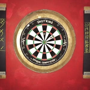 Wine Barrel Head Dartboard & Chalkboard Scorers Kit